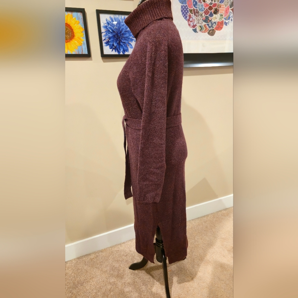 Lulu's Medium Long Sleeve Knit Burgandy Turtleneck Dress - Picture 4 of 7
